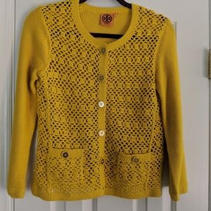 Tory Burch mustard cardigan